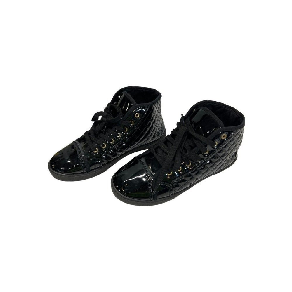 Women‎ Qupid Reeve-01 Patent PU Capped Toe Quilted High Top Sneaker Womens 8